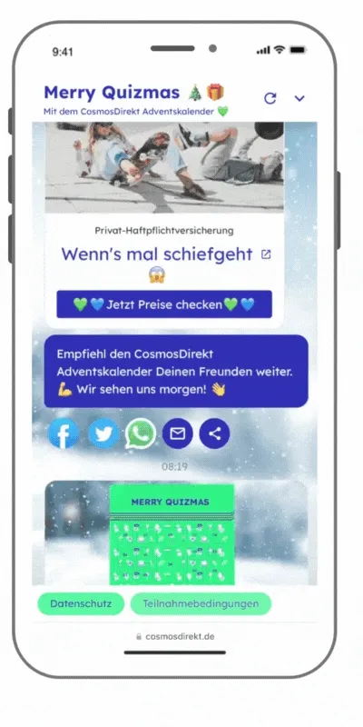 Der CosmosDirekt Adventskalender in Aktion.