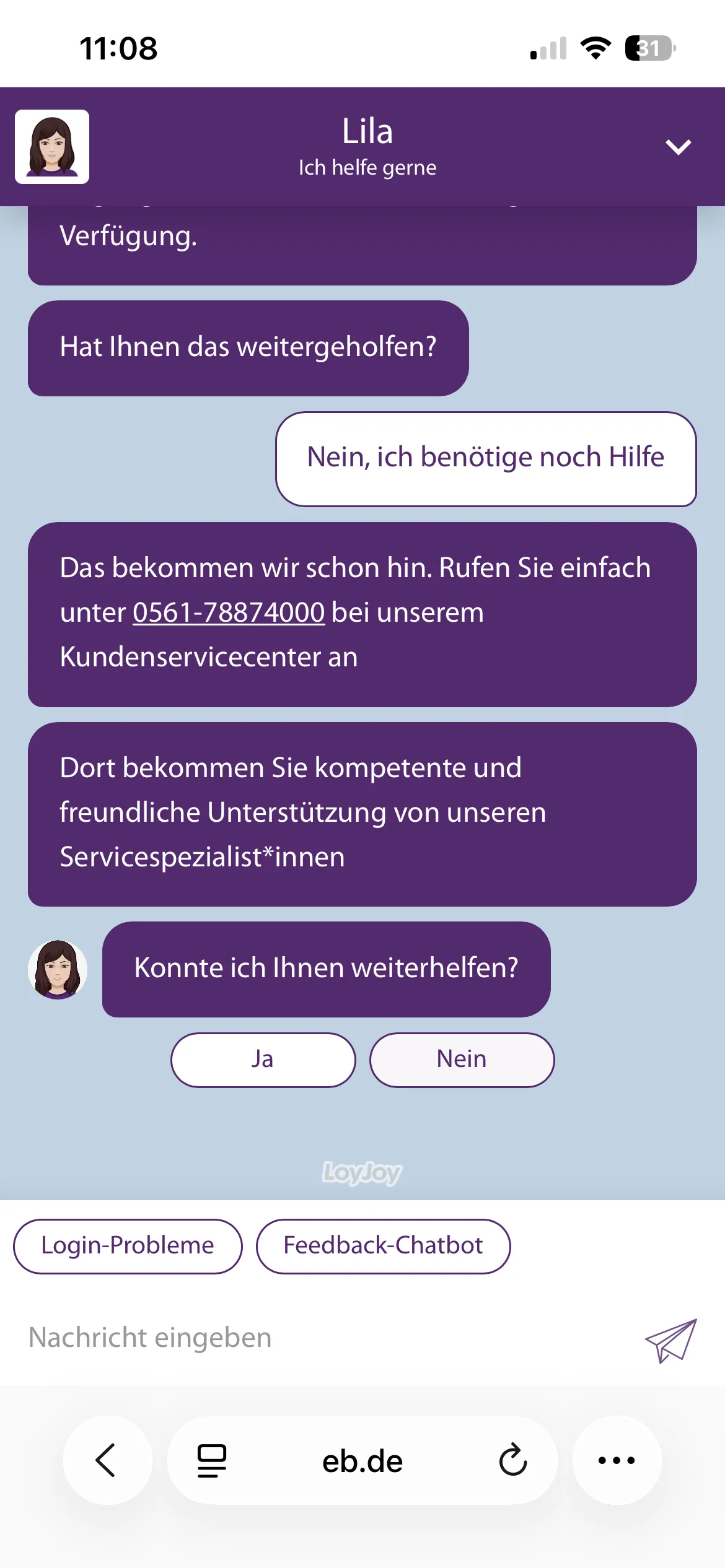 Nahtlose Übergabe an den persönlichen Service