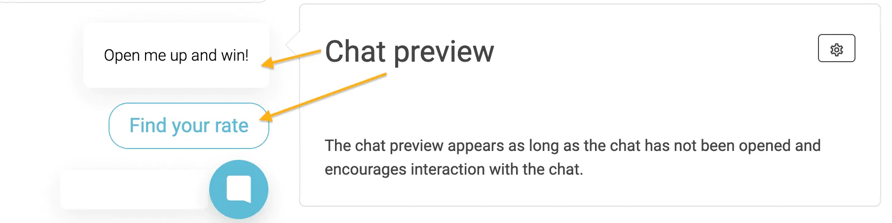 Die neuen Chat-Vorschau-Buttons. Wo du Nutzer ermutigen kannst, den Chat zu öffnen, solange er noch nicht geöffnet wurde.