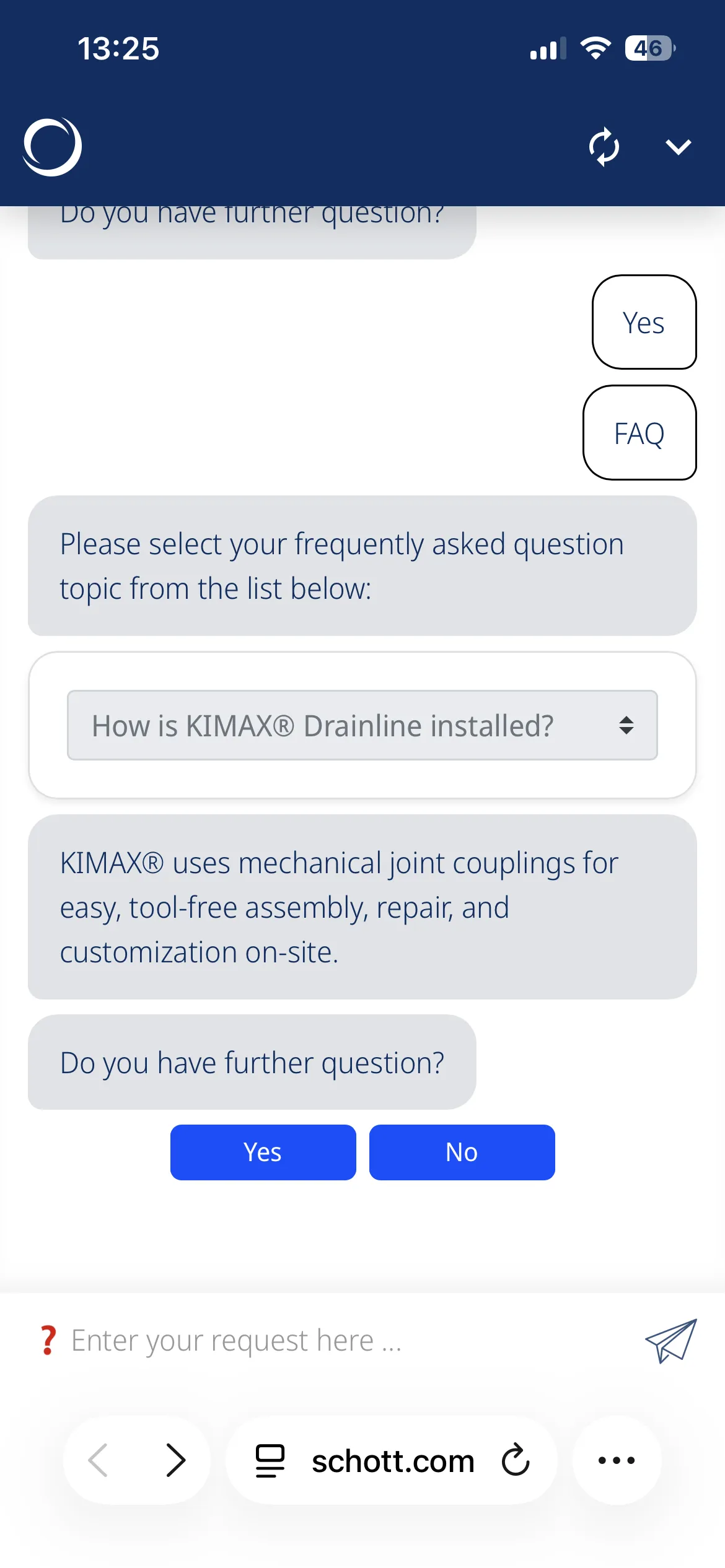 Answer service questions via chat