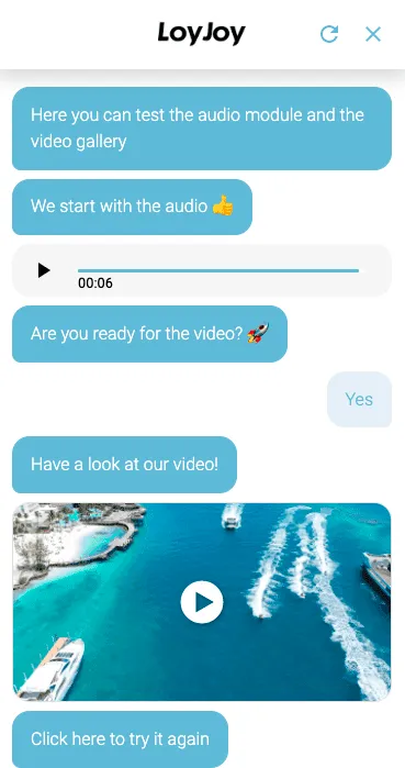 An agent that offers audio and video within the chat.