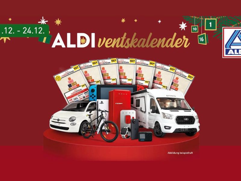 Die Website ALDIventskalender. Gewinne täglich Preise und den Hauptpreis ein Wohnmobil.