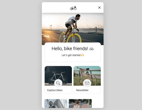 Die LoyJoy Web App einer beispielhaften Fahrrad-Chat-Experience.