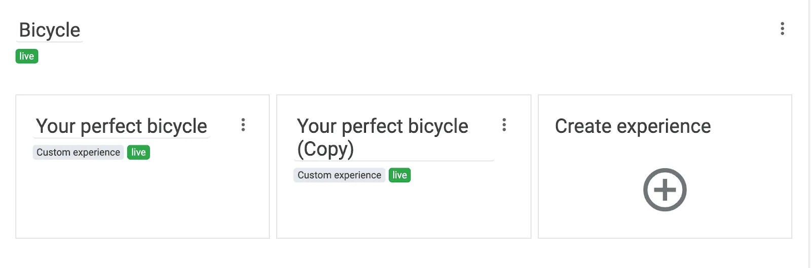 Die Chat-Experience "Dein perfektes Fahrrad" wird kopiert.