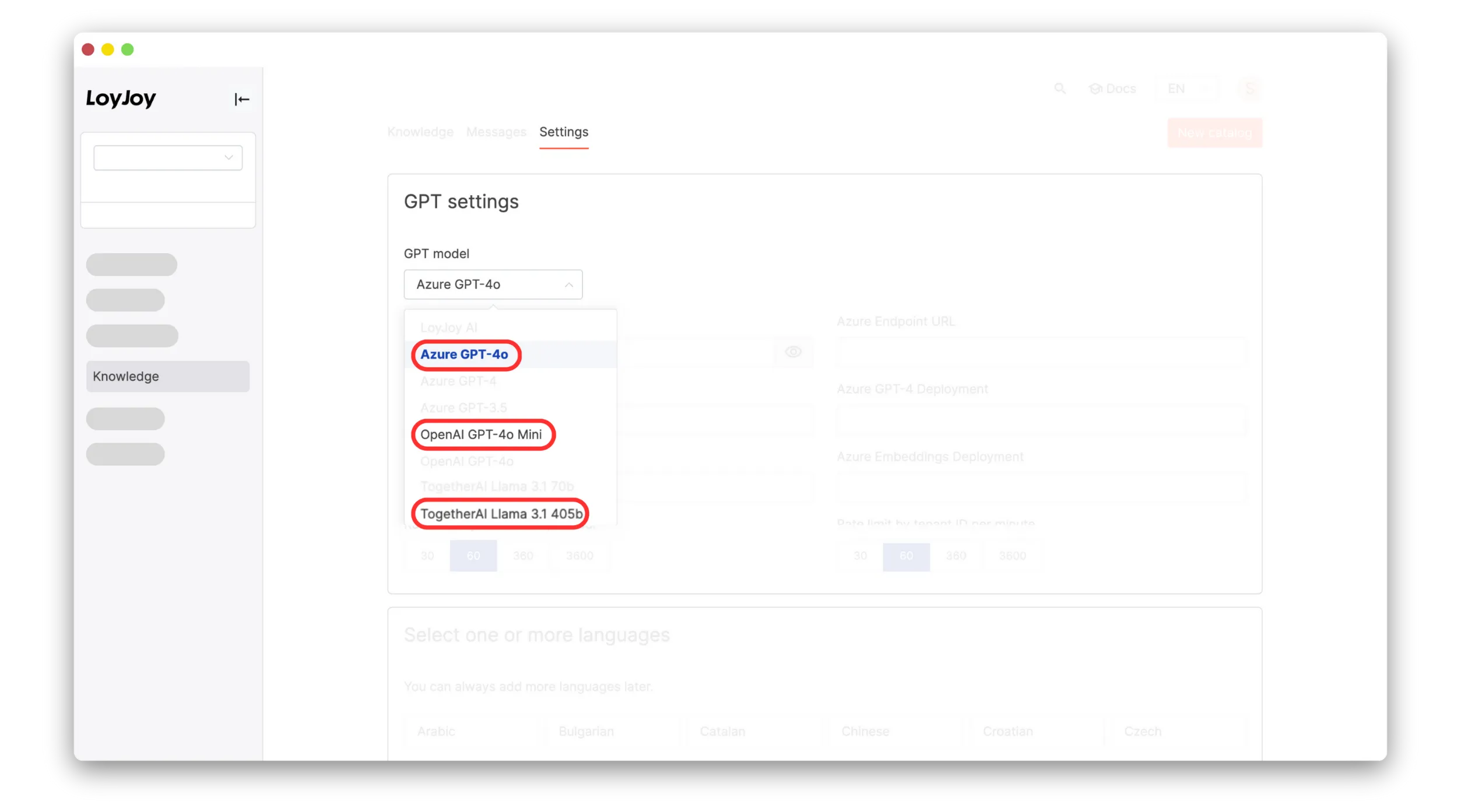 Llama 3.1 405b, GPT-4o mini und Azure GPT-4o, ab sofort in LoyJoy verfügbar
