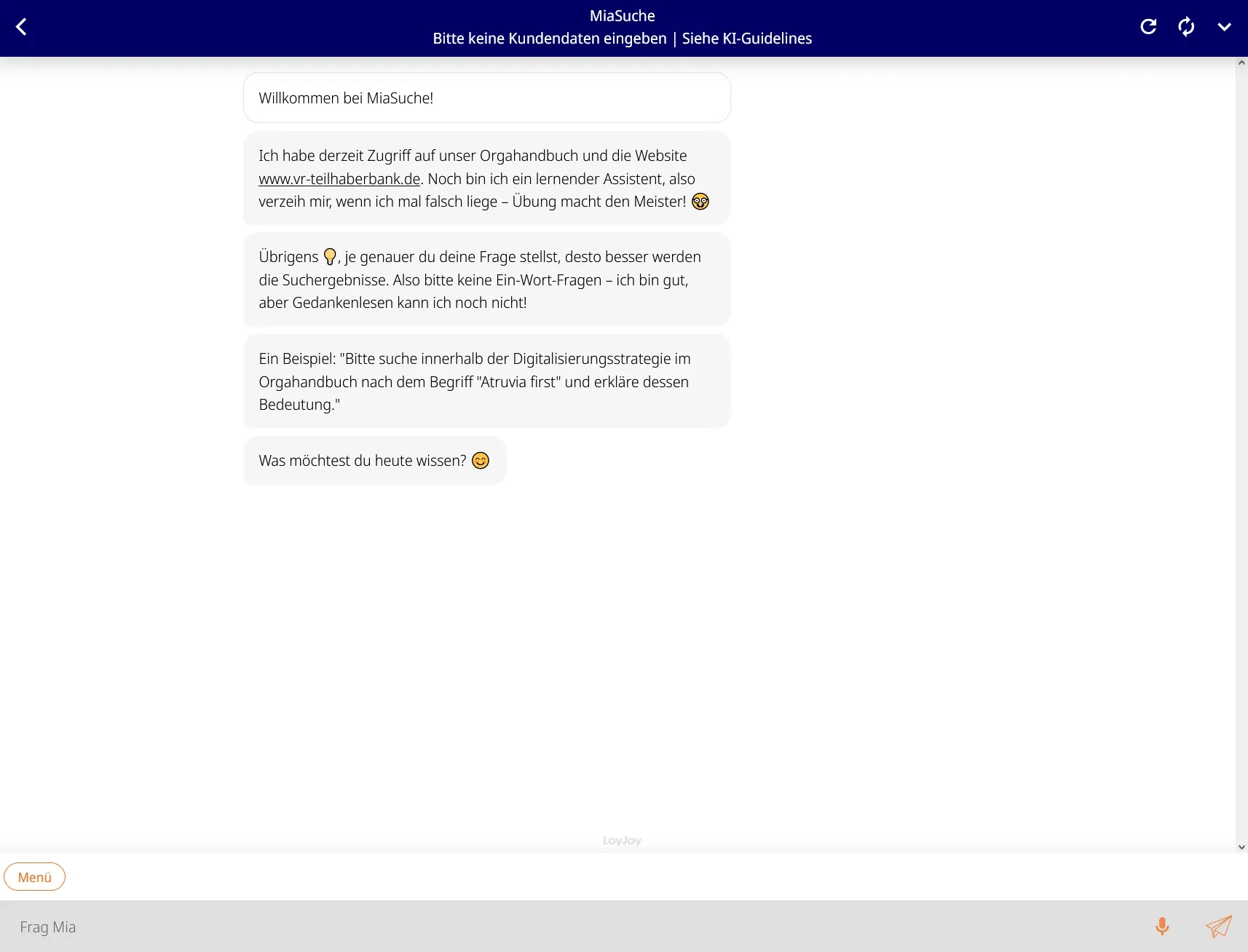 Mia Suche Interface