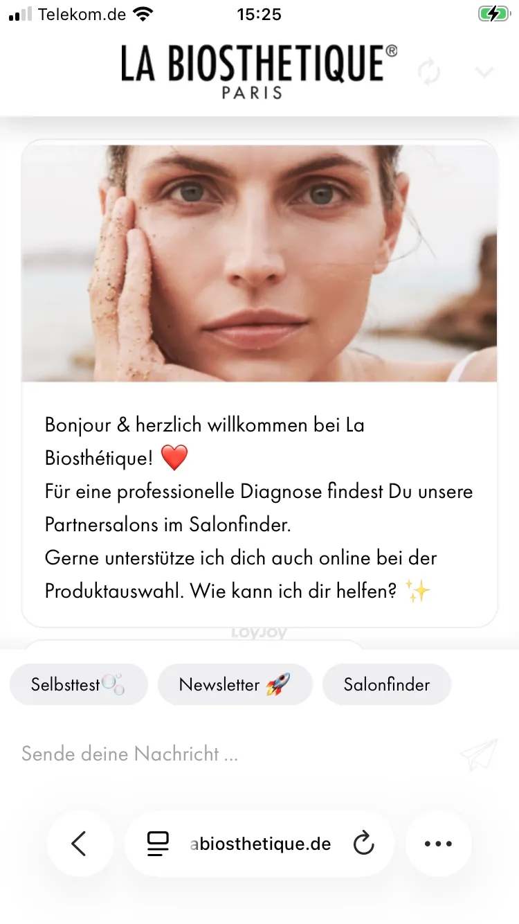 Persönliche Begrüßung mit Sofortauswahl
