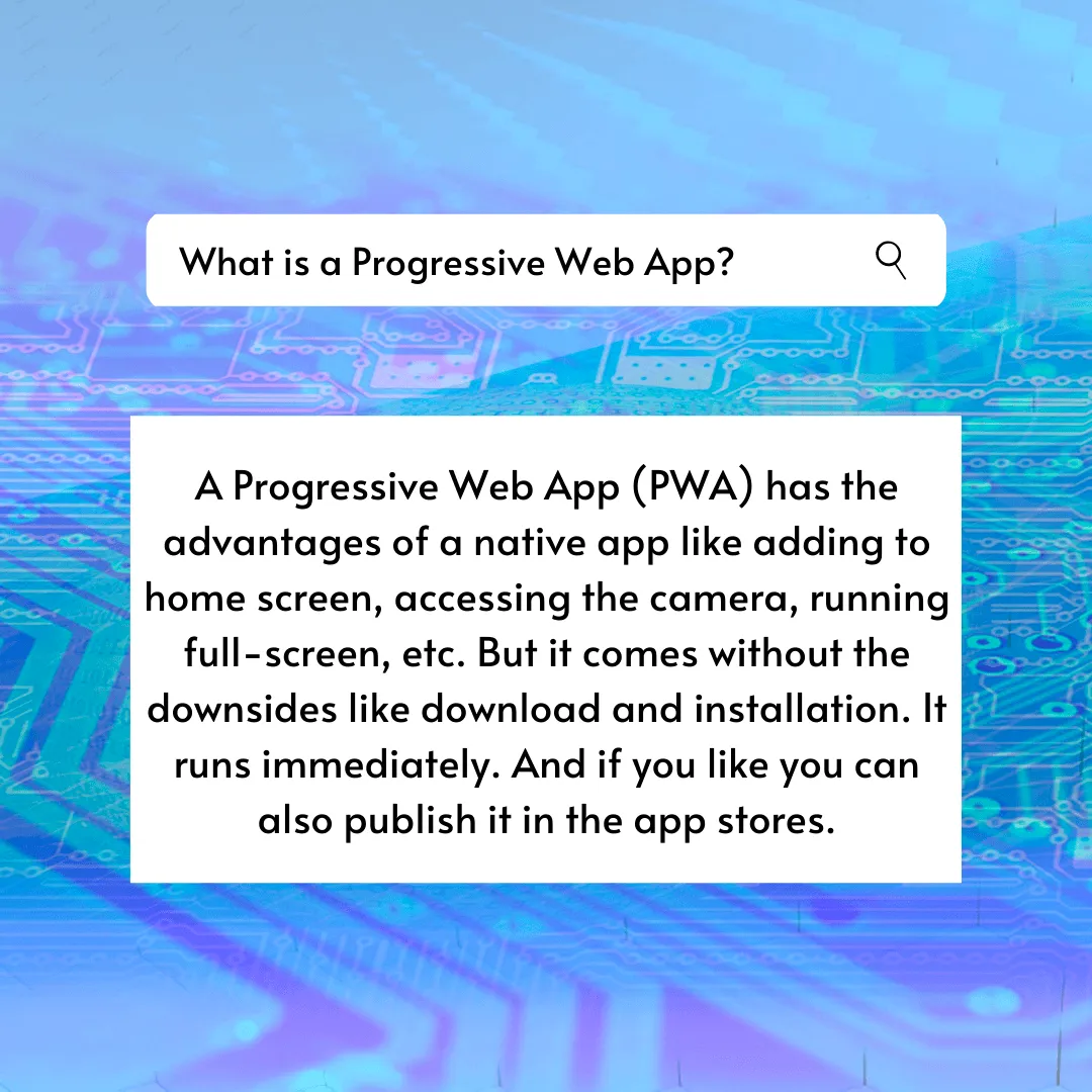 Ein Suchfeld und die Antwort auf die Frage: Was ist eine Progressive Web App?