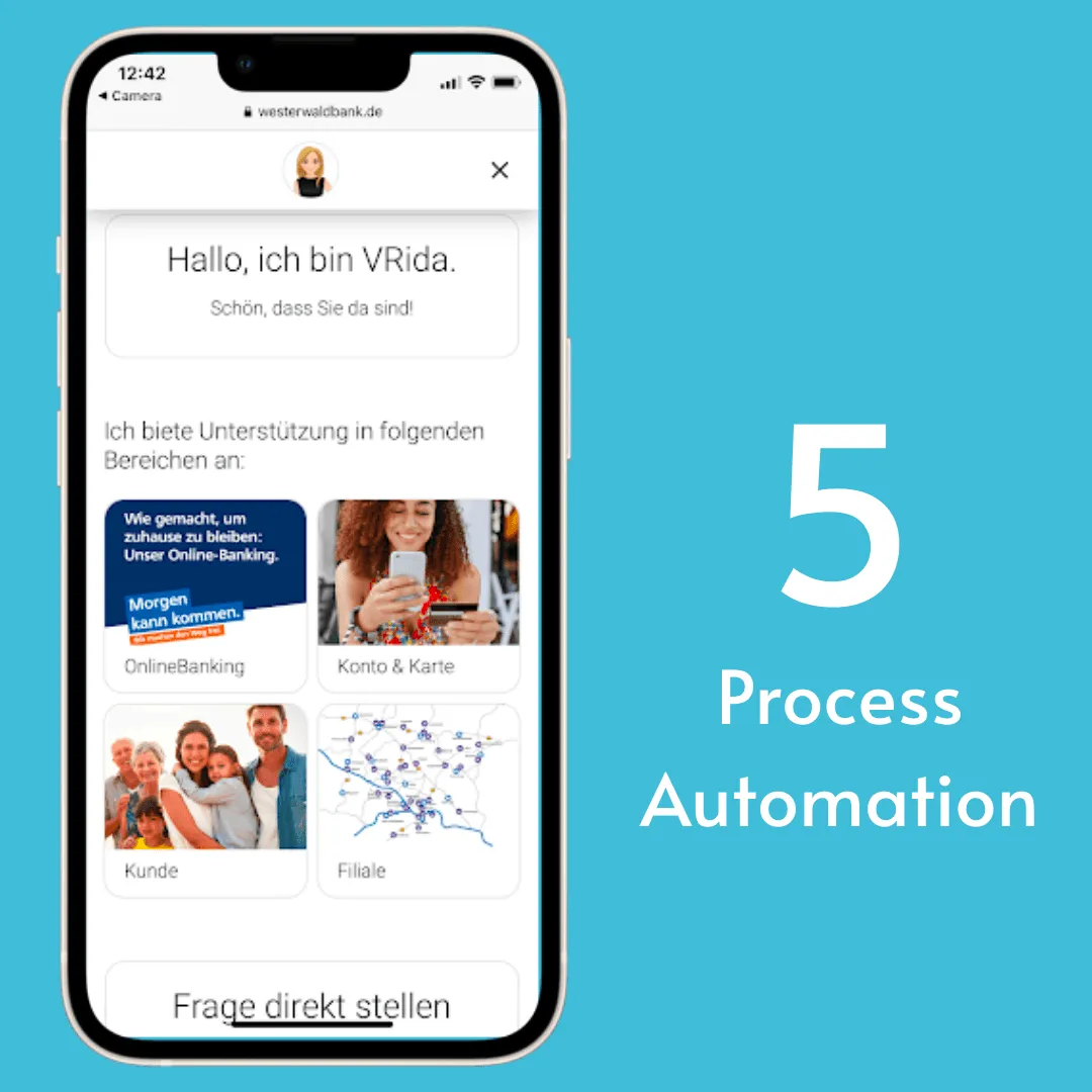 Ein Bild der Westerwald Banking Experience mit dem Text "Process Automation" daneben.