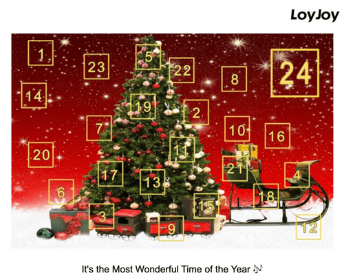 Ein Adventskalender mit dem Liedtext "Its the most wonderful time of the year."