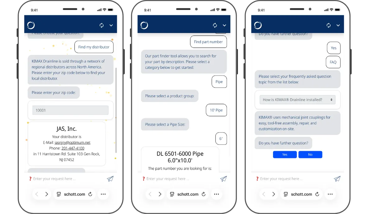 Screemshots des Kimax Chatbots