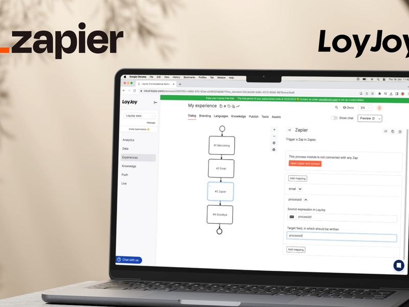 Neues Prozessmodul verfügbar. Erschließen Sie die Kraft der Automatisierung mit dem neuen Zapier-Prozessmodul von LoyJoy.