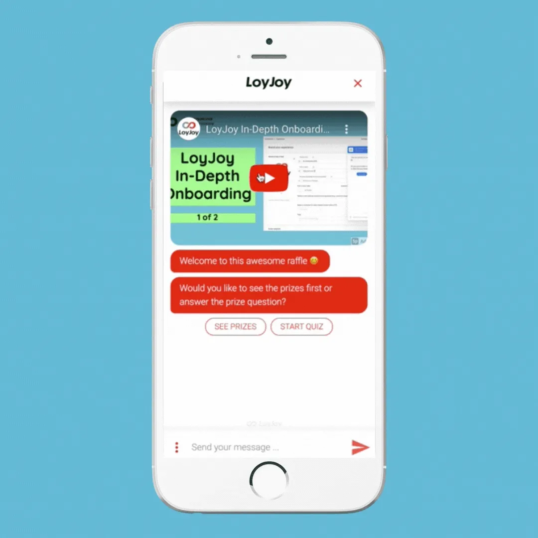 Eine Chat-Experience, in der ein YouTube-Video eingebettet ist.